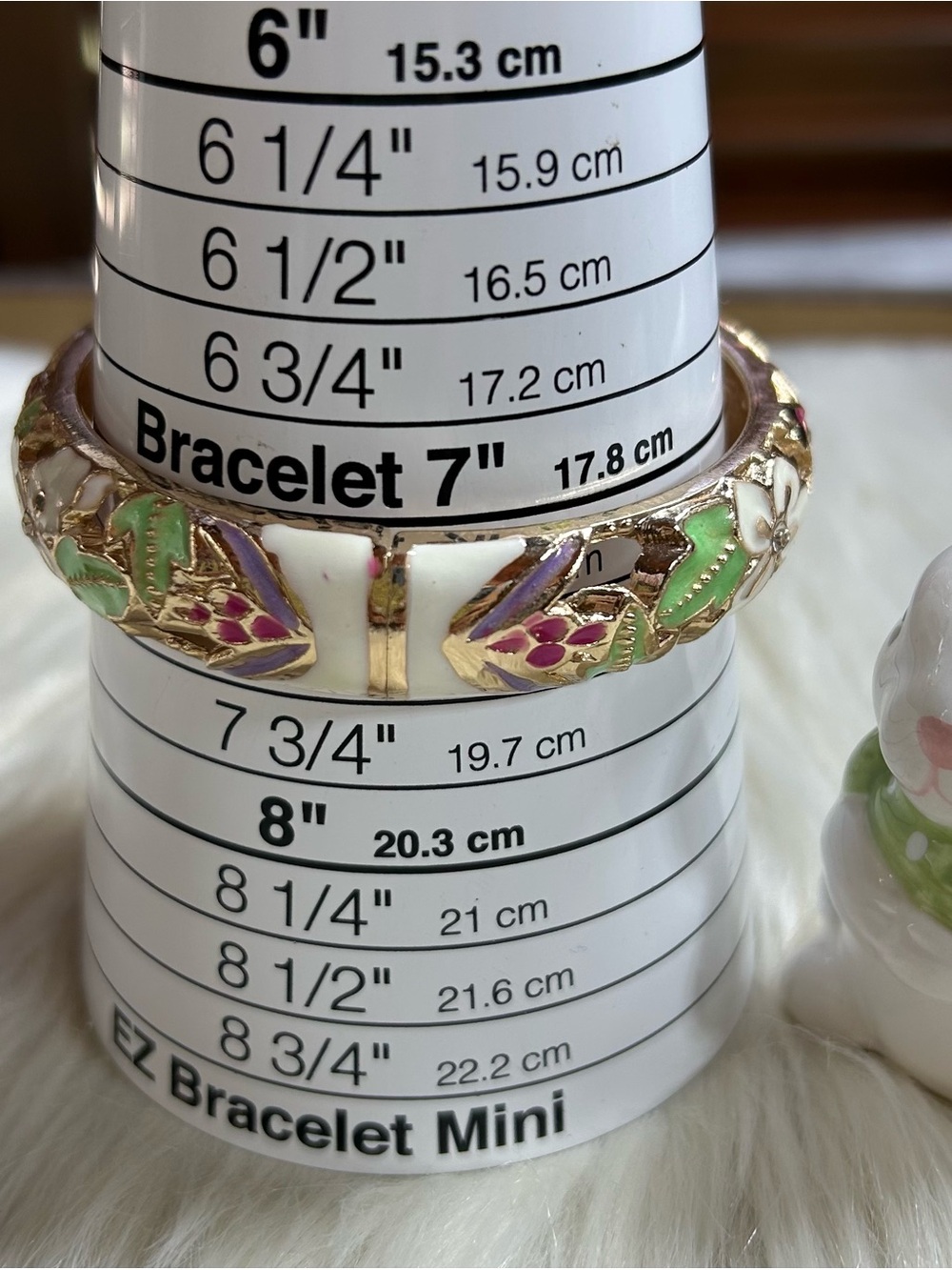Vintage Jiu Long Xing enamel floral paint bangle bracelet - Picture 8 of 8